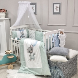 Lenjerie Patut Bebe Copii 9 piese Mouse mint